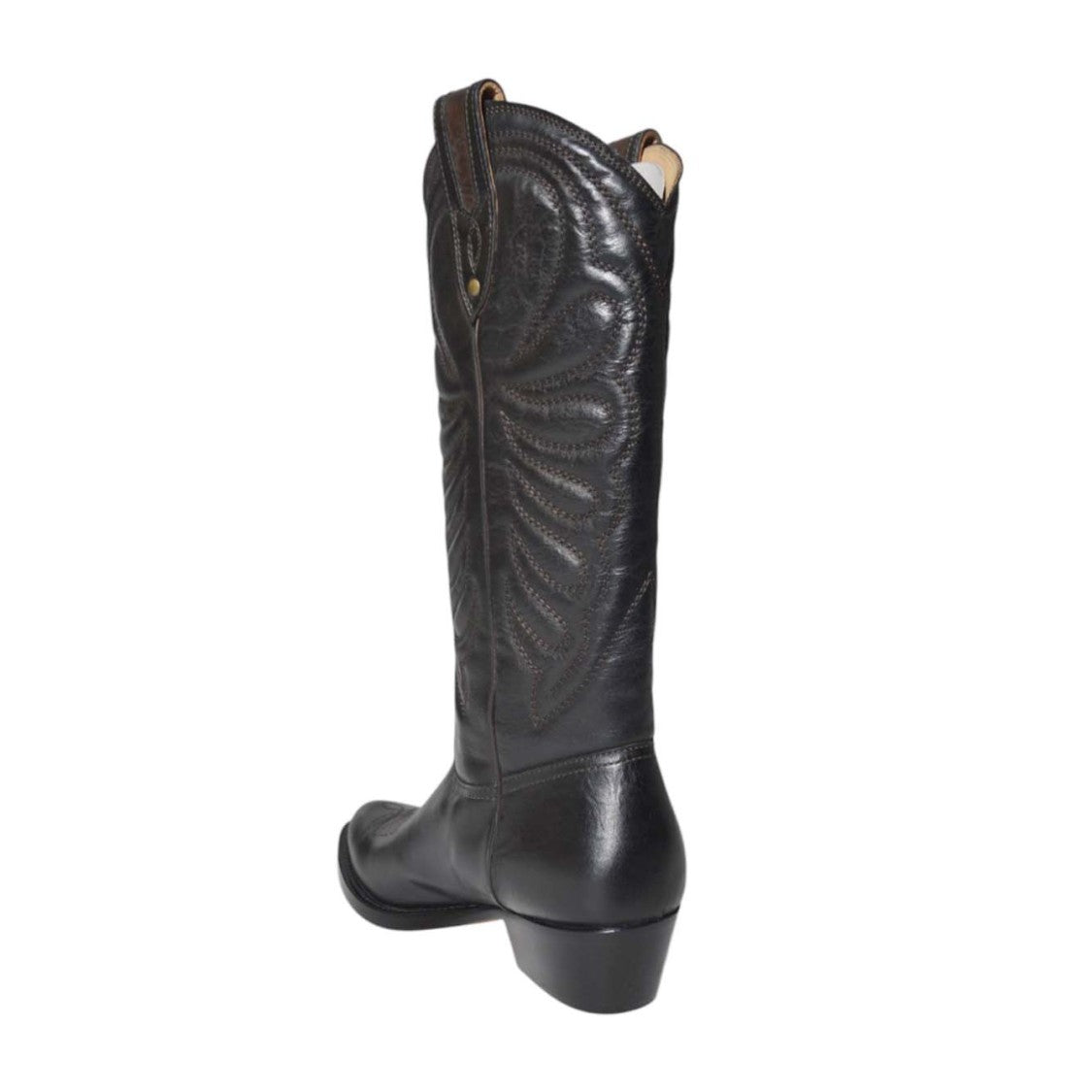 Paola D'arcano Black Leather Ohio Cowboy Boots