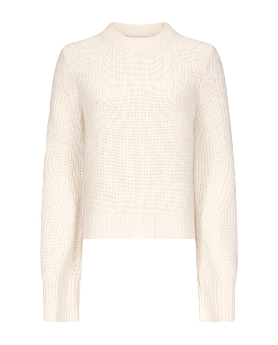 Loulou De Saison Ribbed Knit Round Neck Sweater With Cropped Silhouette
