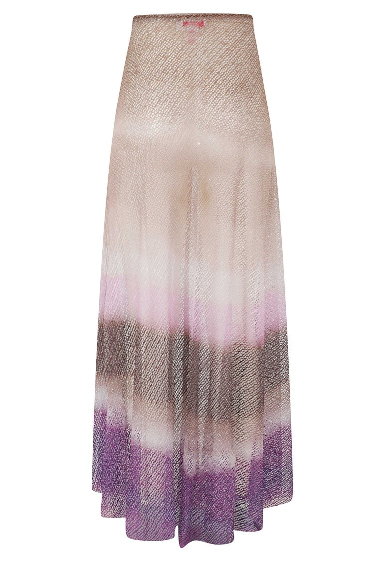 Pin-Up Purple Tie Dye Gauze Drawstring Polyamide Midi Skirt
