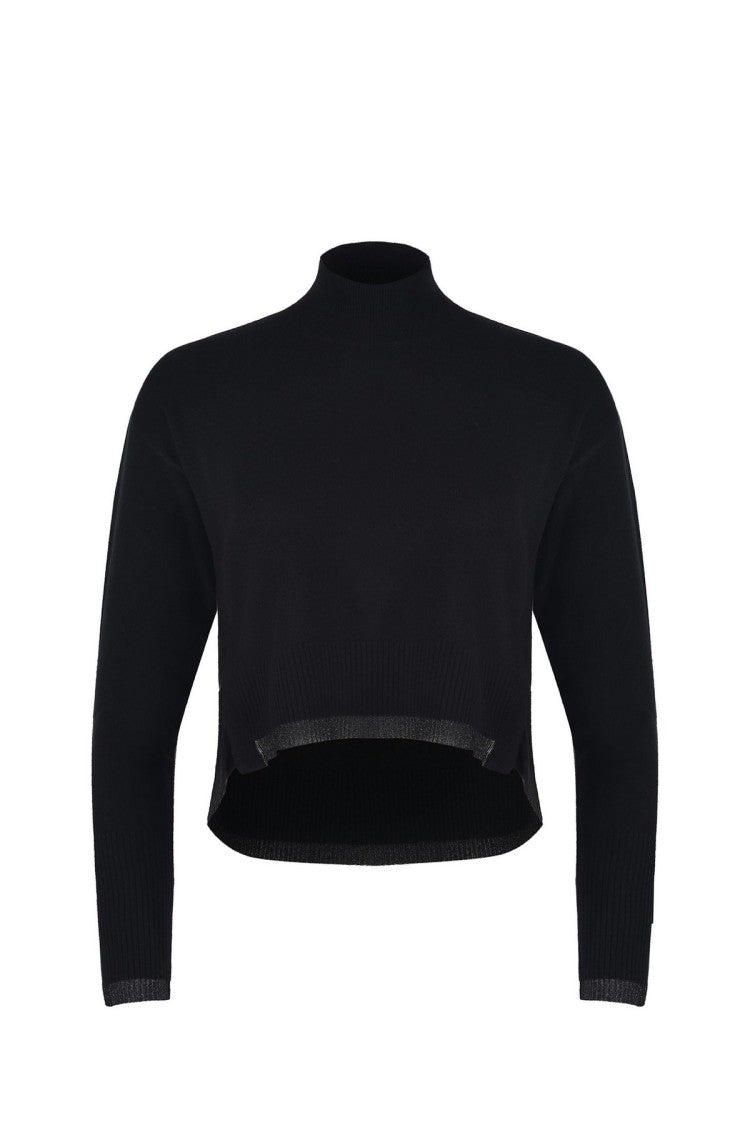 Pinko Black Wool-Cashmere Turtleneck Sweater