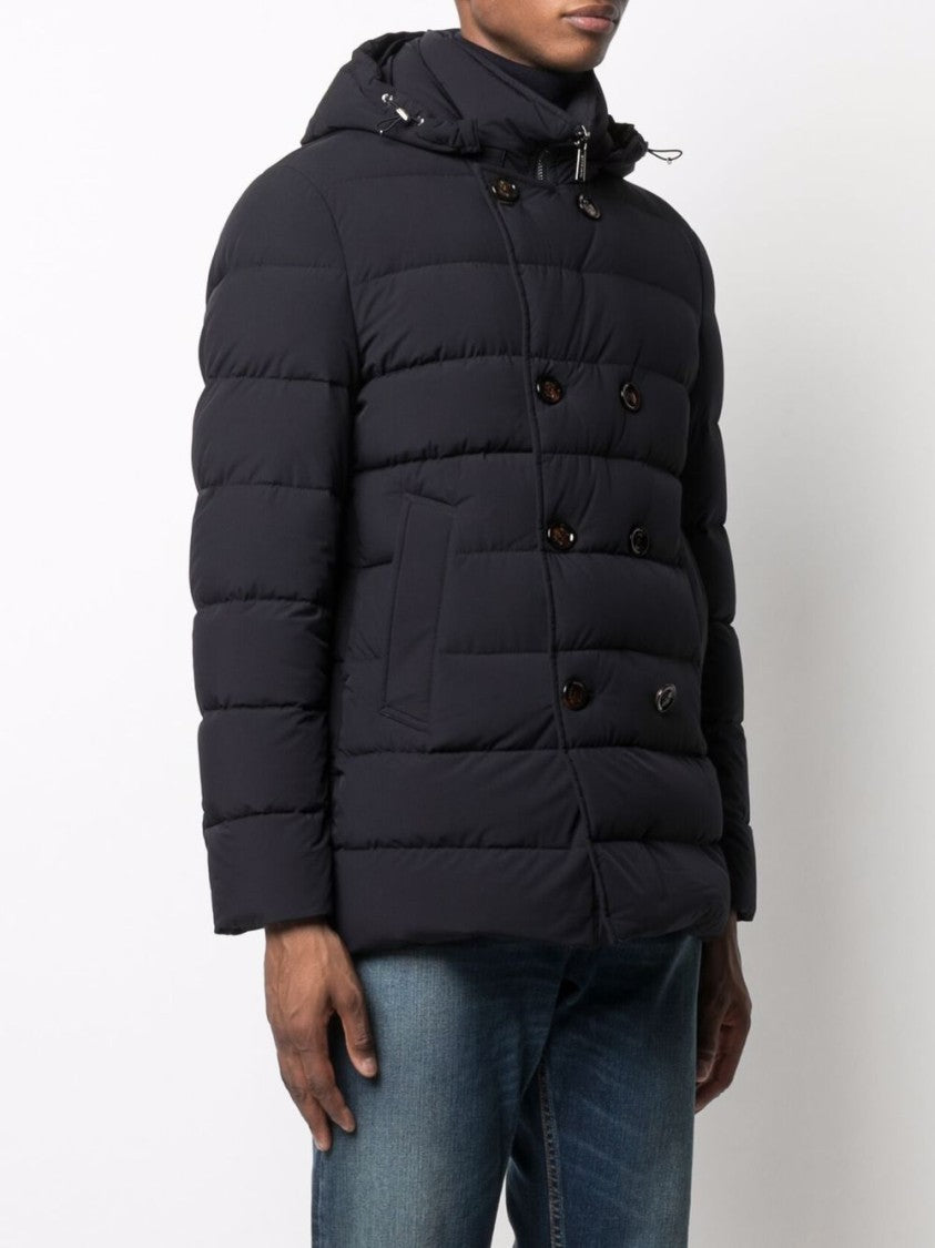 Moorer High Neck Double-Breasted Parka With Detachable Hood