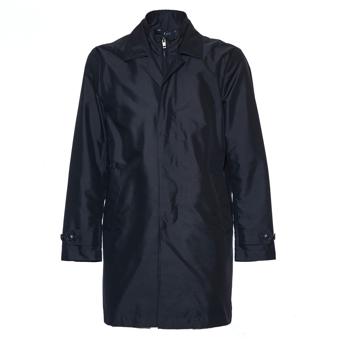 Fay Black Morning Db Front Coat With Concealed Closure