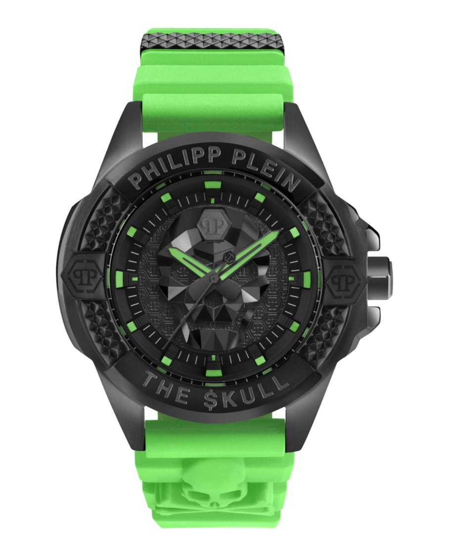 Philipp Plein 44Mm Black Case Silicone Watch With Guilloche Dial