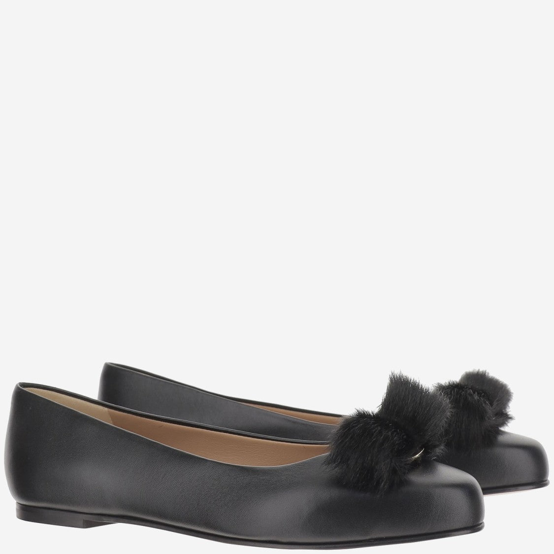 Salvatore Ferragamo Leather Bow Ballet Flats