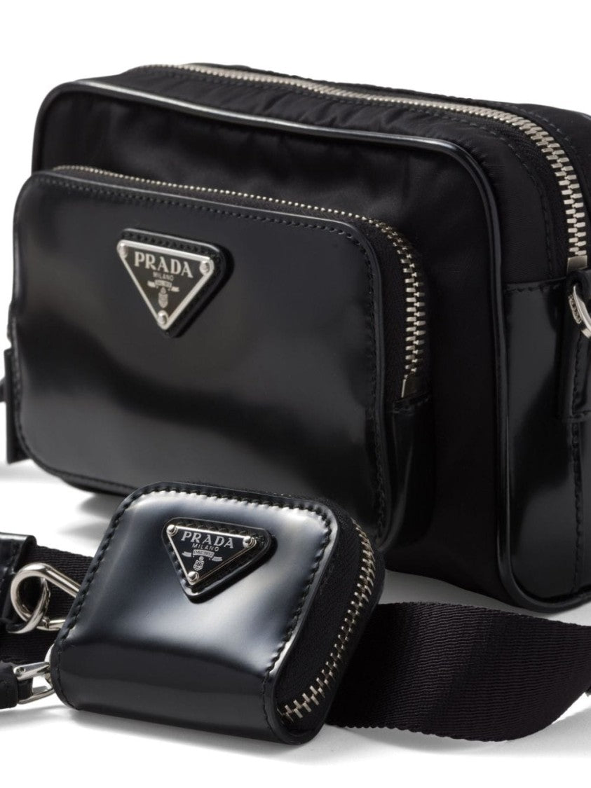 Prada Triangle-Logo Messenger Bag With Adjustable Jacquard Strap