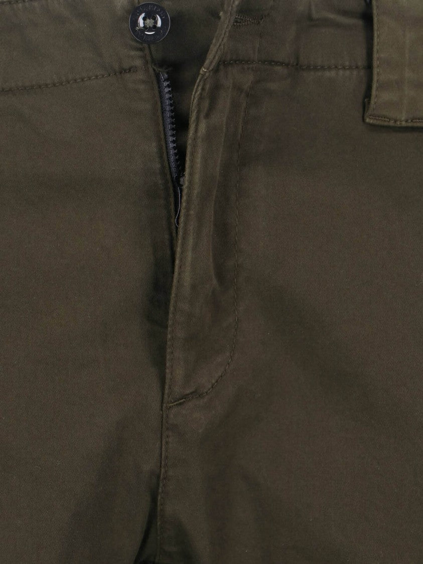 C.P. Company Solid Green Trousers With Classic Straight-Leg Silhouette