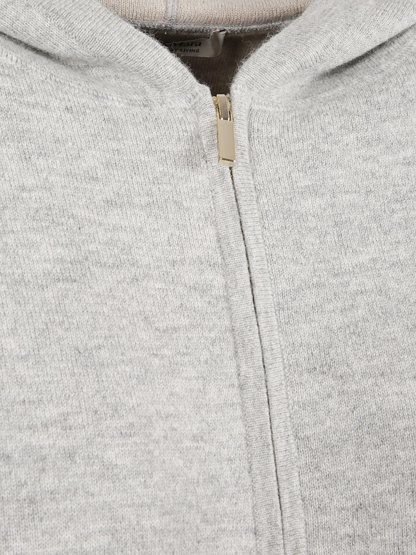 Max Mara Light Grey Zip-Up Hoodie