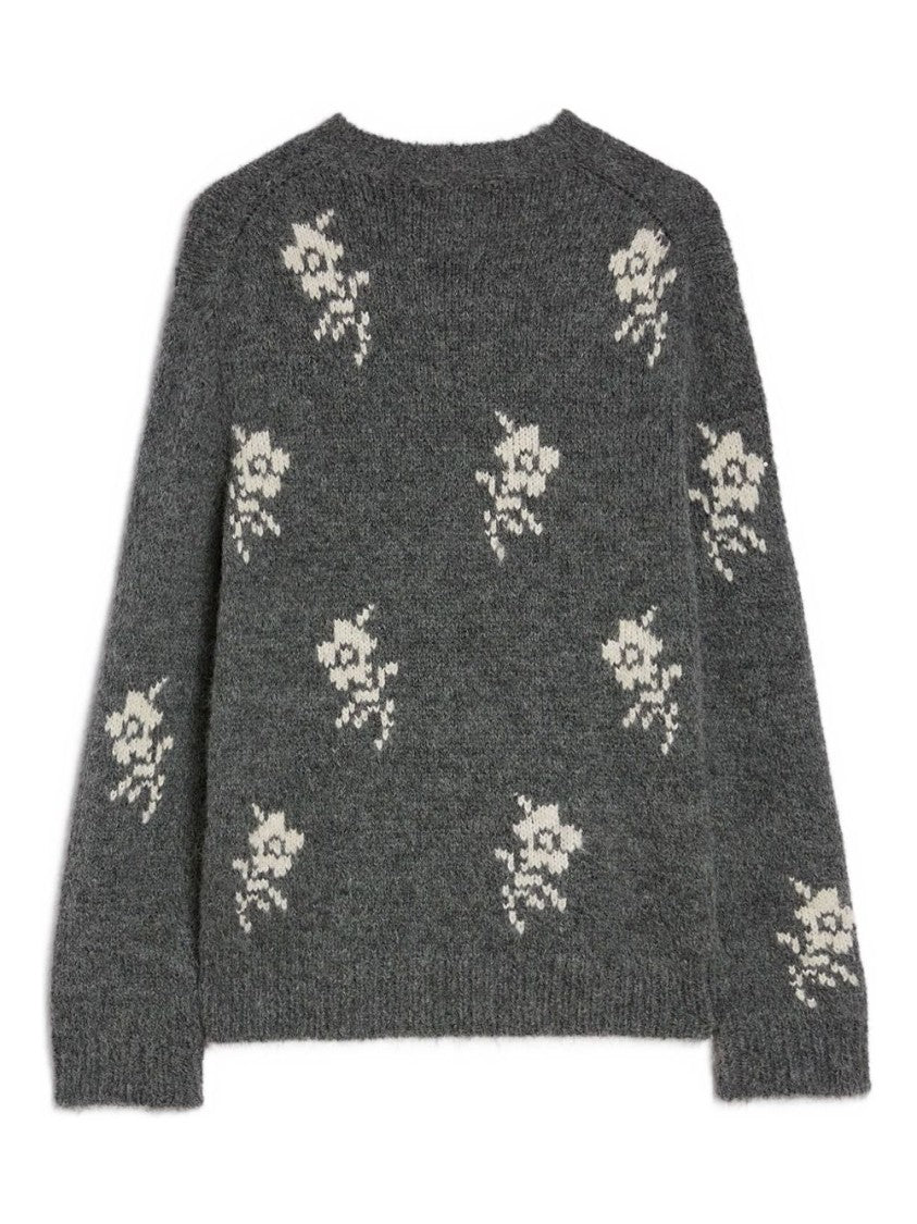 Jil Sander Medium Grey Floral Knitted Jumper