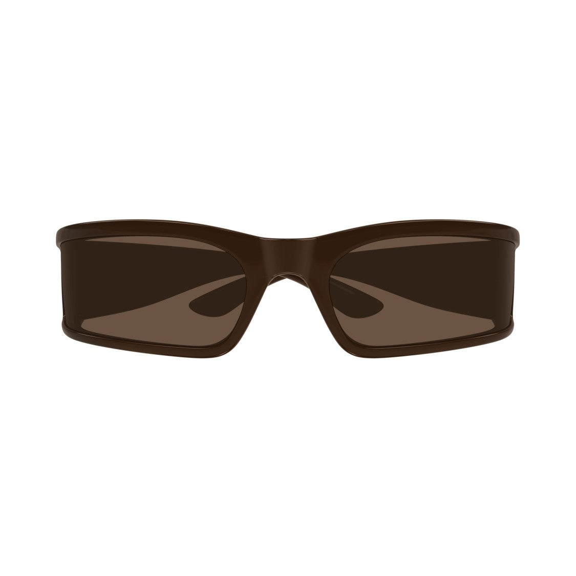 Balenciaga Bb0458s Glossy Brown Rectangular Sunglasses
