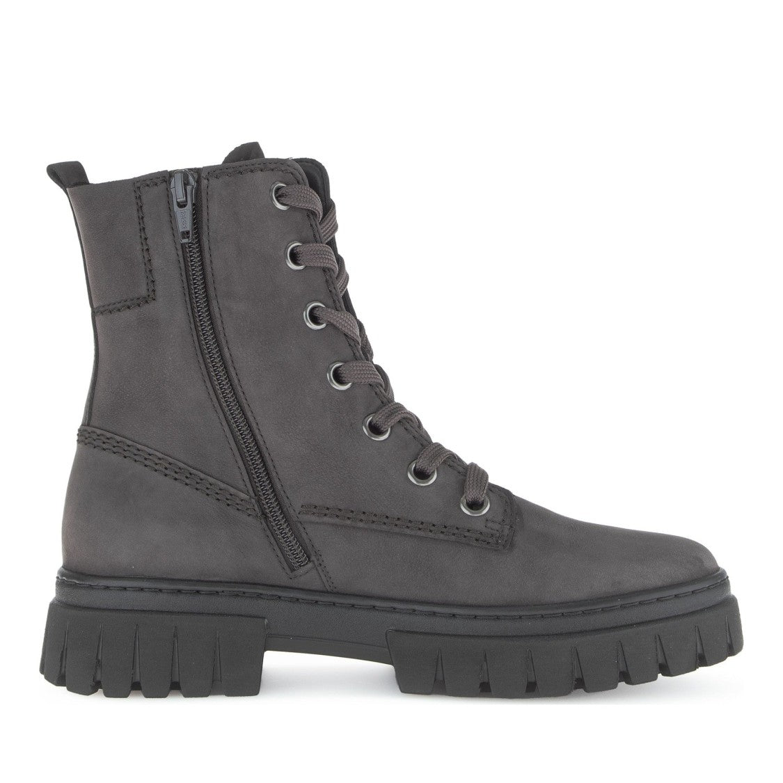 Gabor Gray Low-Closed Lace-Up Suede Ankle Boots