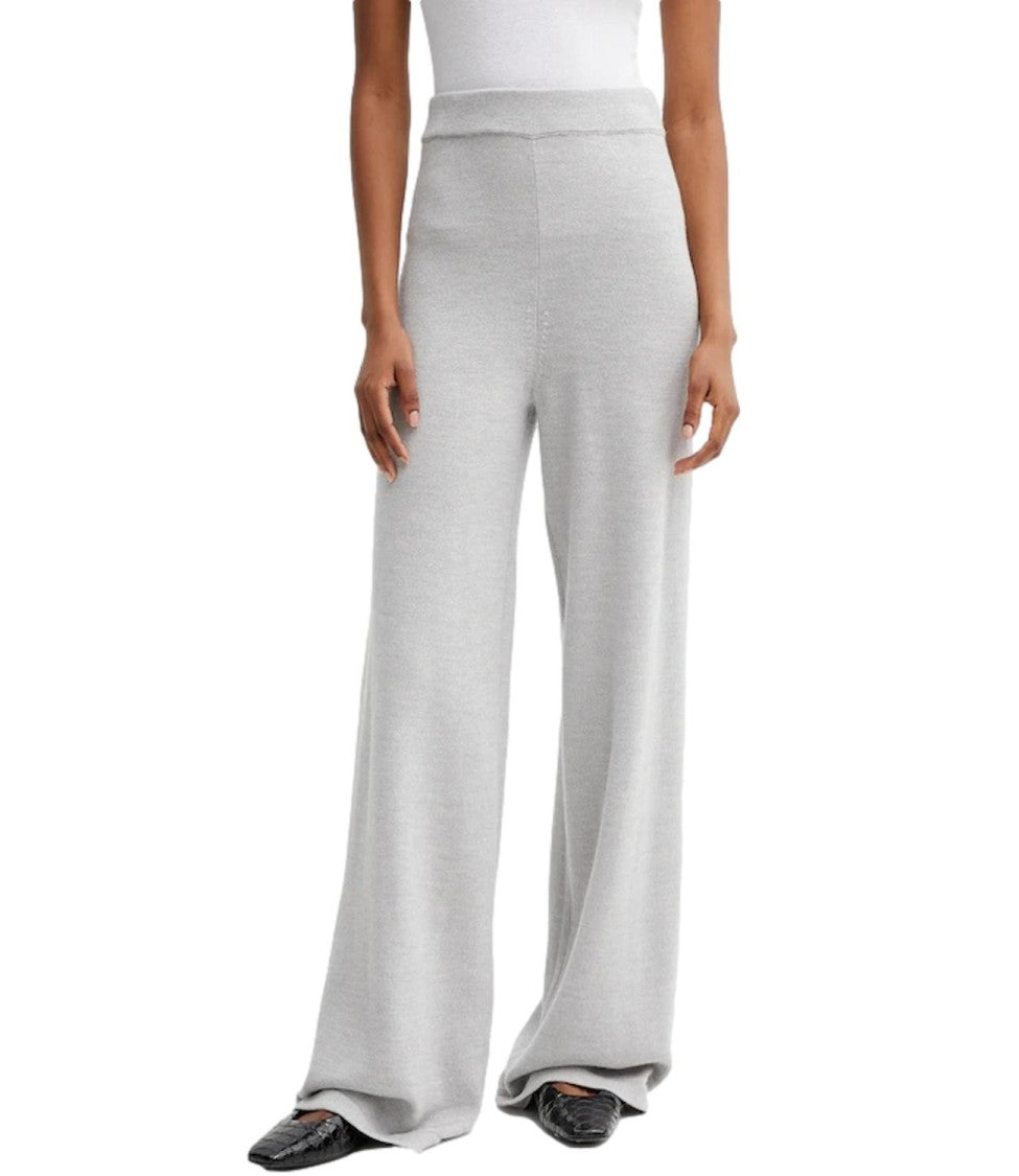 Max Mara Wide-Leg Pants In Light Grey Virgin Wool