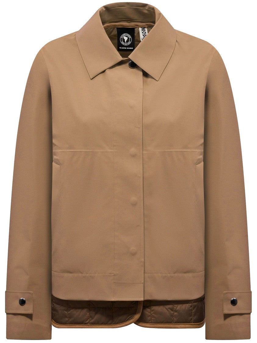 Cape Horn Structured Brown Jacket With Classic Collar And Concealed Buttons