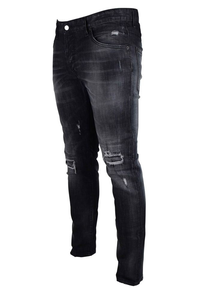 Dsquared2 Distressed Dark Cotton Skater Jeans