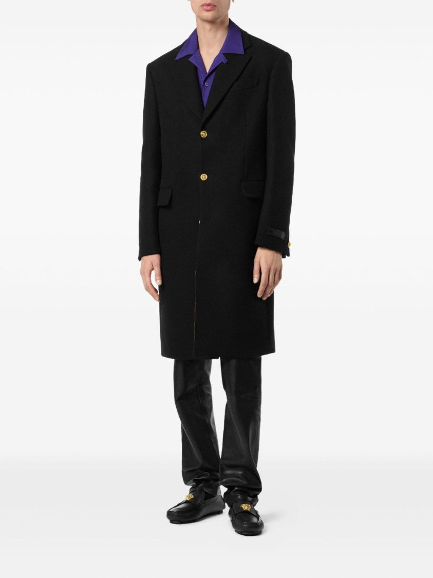 Versace Black Silk And Nylon Tailored Coats