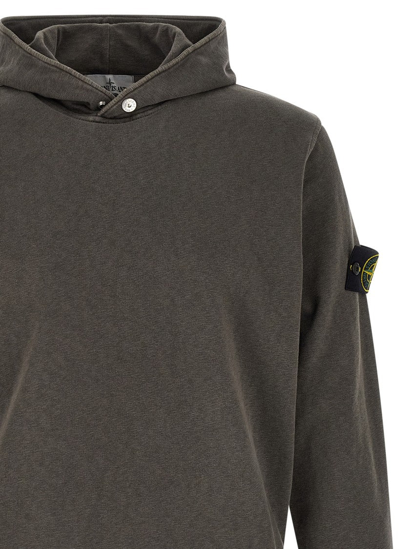 Stone Island Light Malfilé Cotton Hoodie With Flamed Effect