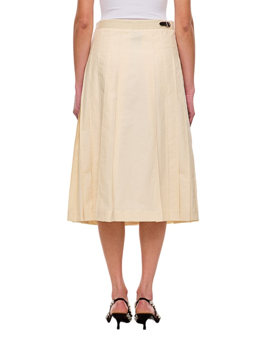 Durazzi Milano Pleated Midi Kilt With Leather Accents And Adjustable Buckles