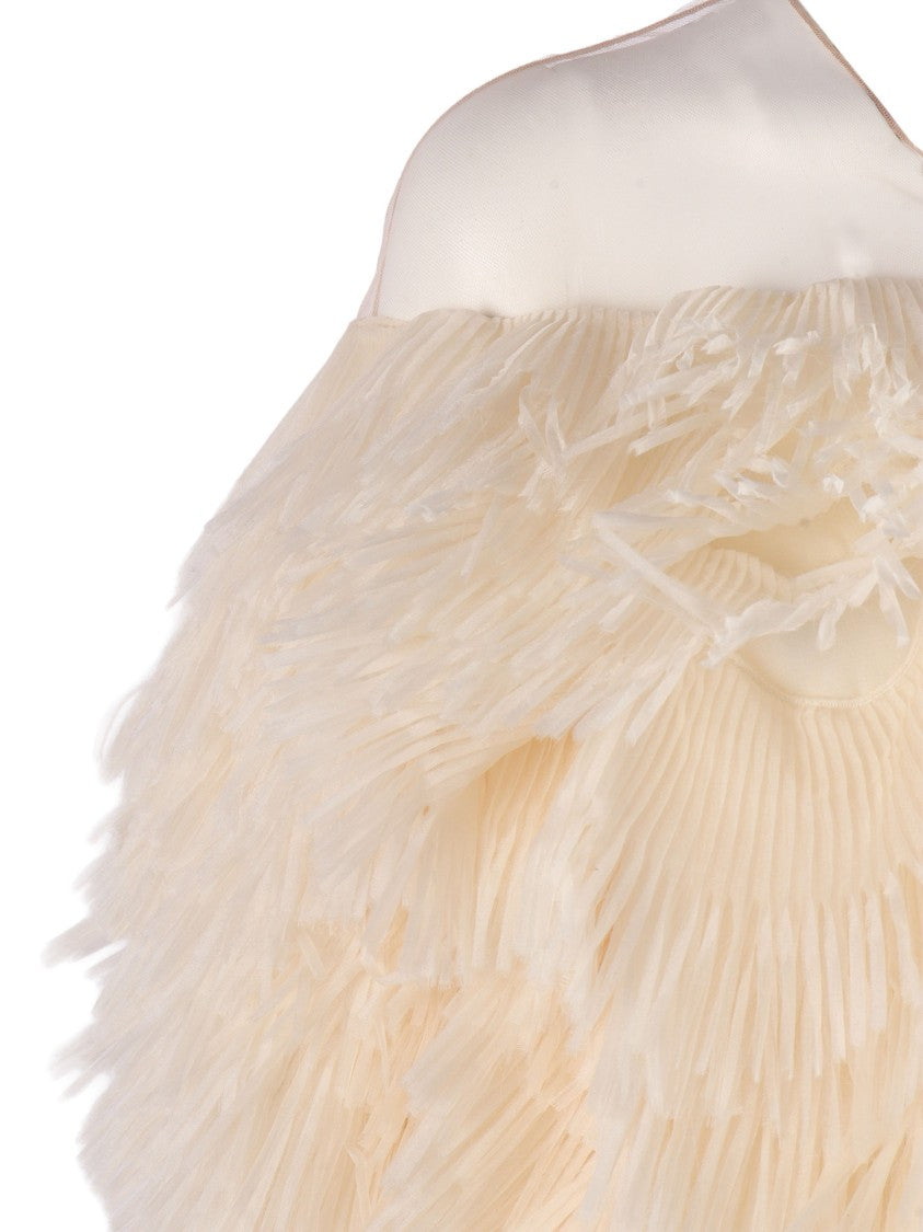 Elisabetta Franchi Textured Cropped Feather Design Jacket