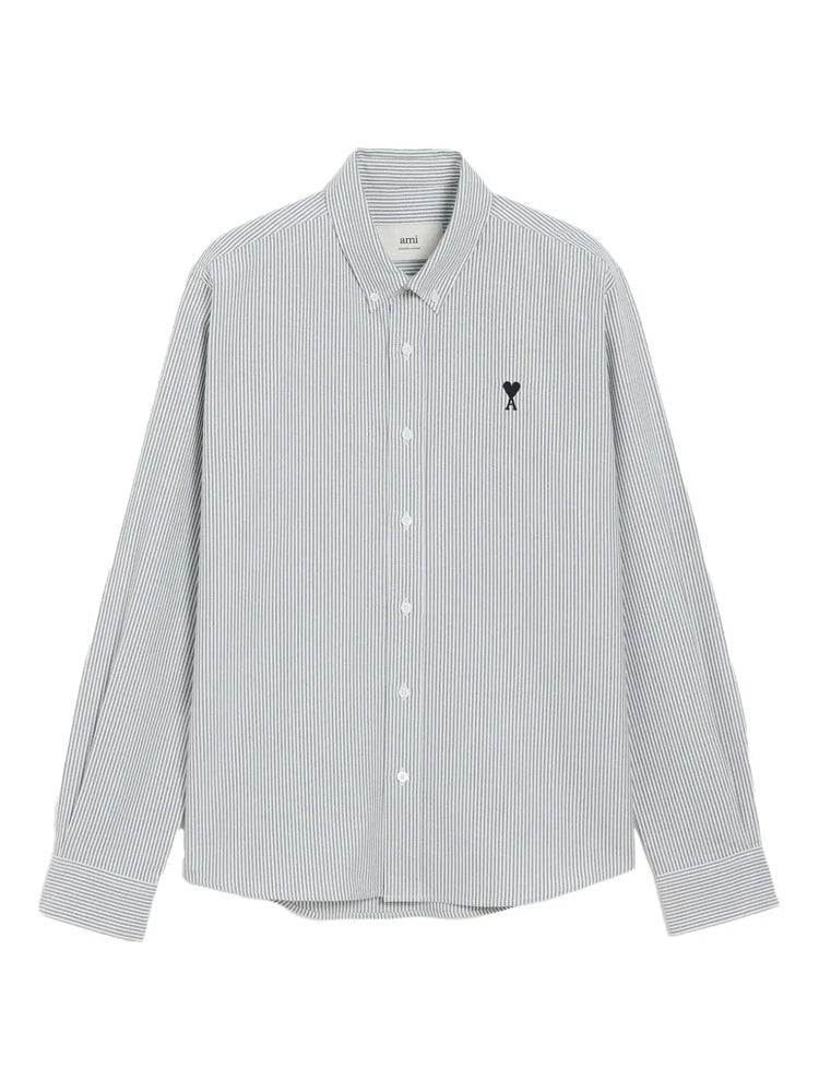 Ami Paris Black Striped Long-Sleeve Cotton Shirt