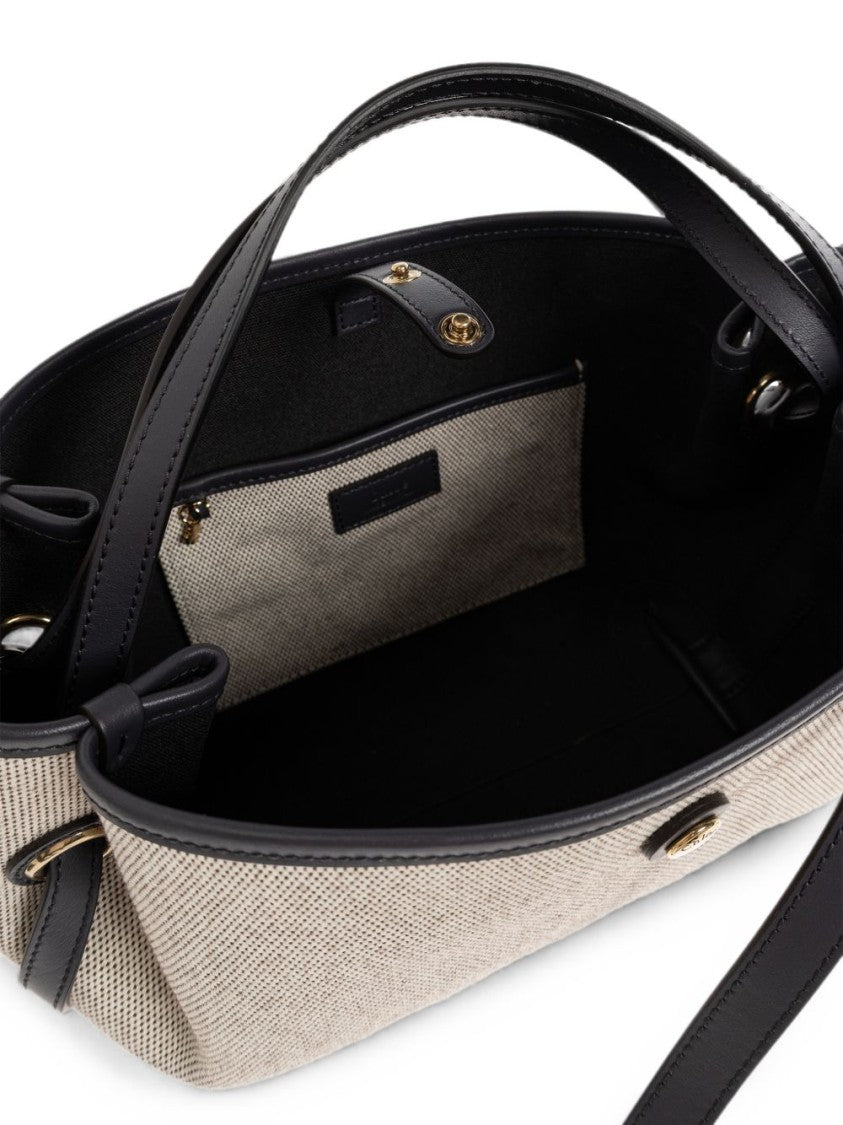Chloé Textured Leather Accent Cotton Tote Bag