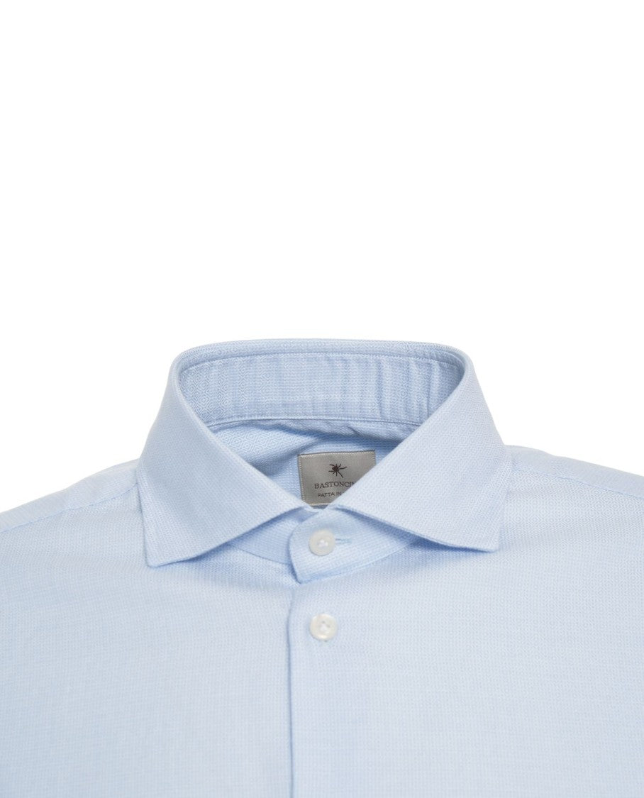 Bastoncino Long-Sleeve Cotton Shirt With Timeless Kent Collar