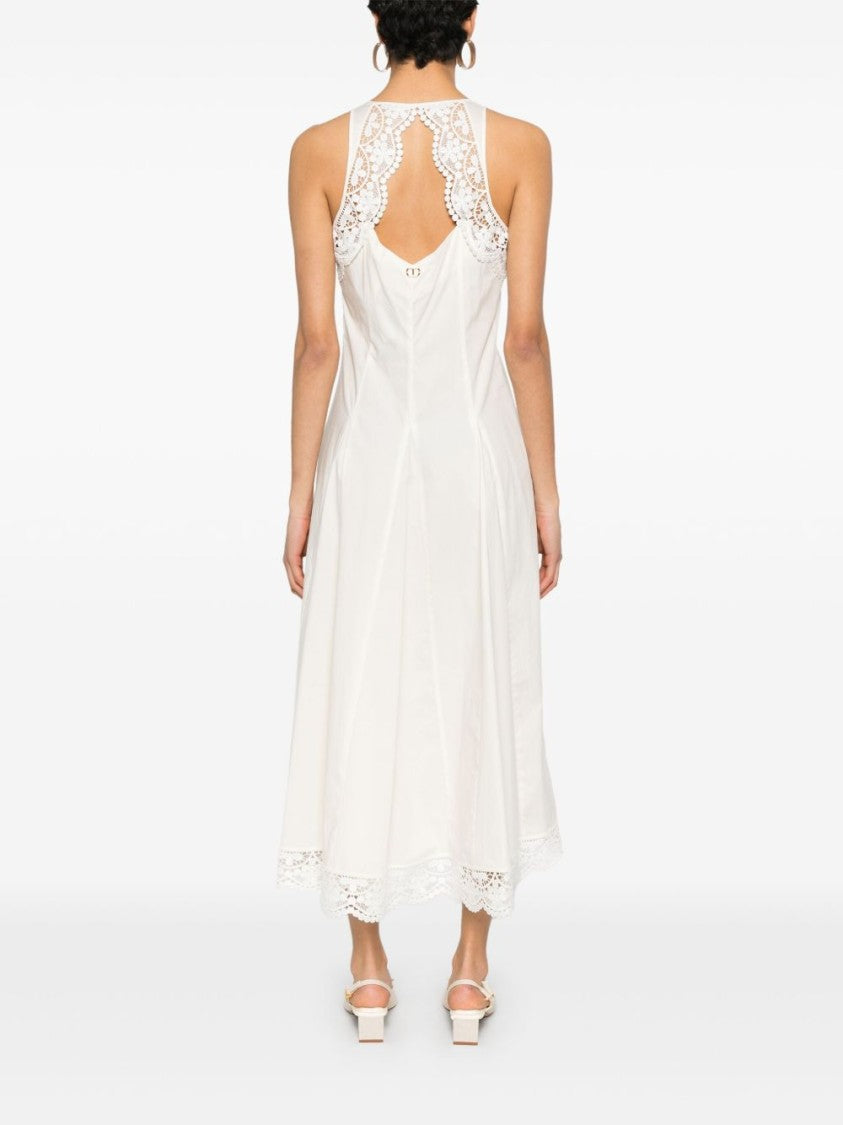 Twin-Set Flowy White Midi Dress