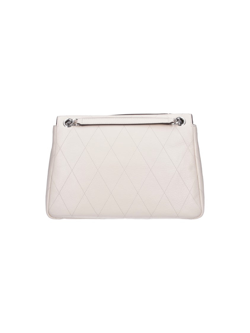 Tory Burch White Charlie Leather Shoulder Bag