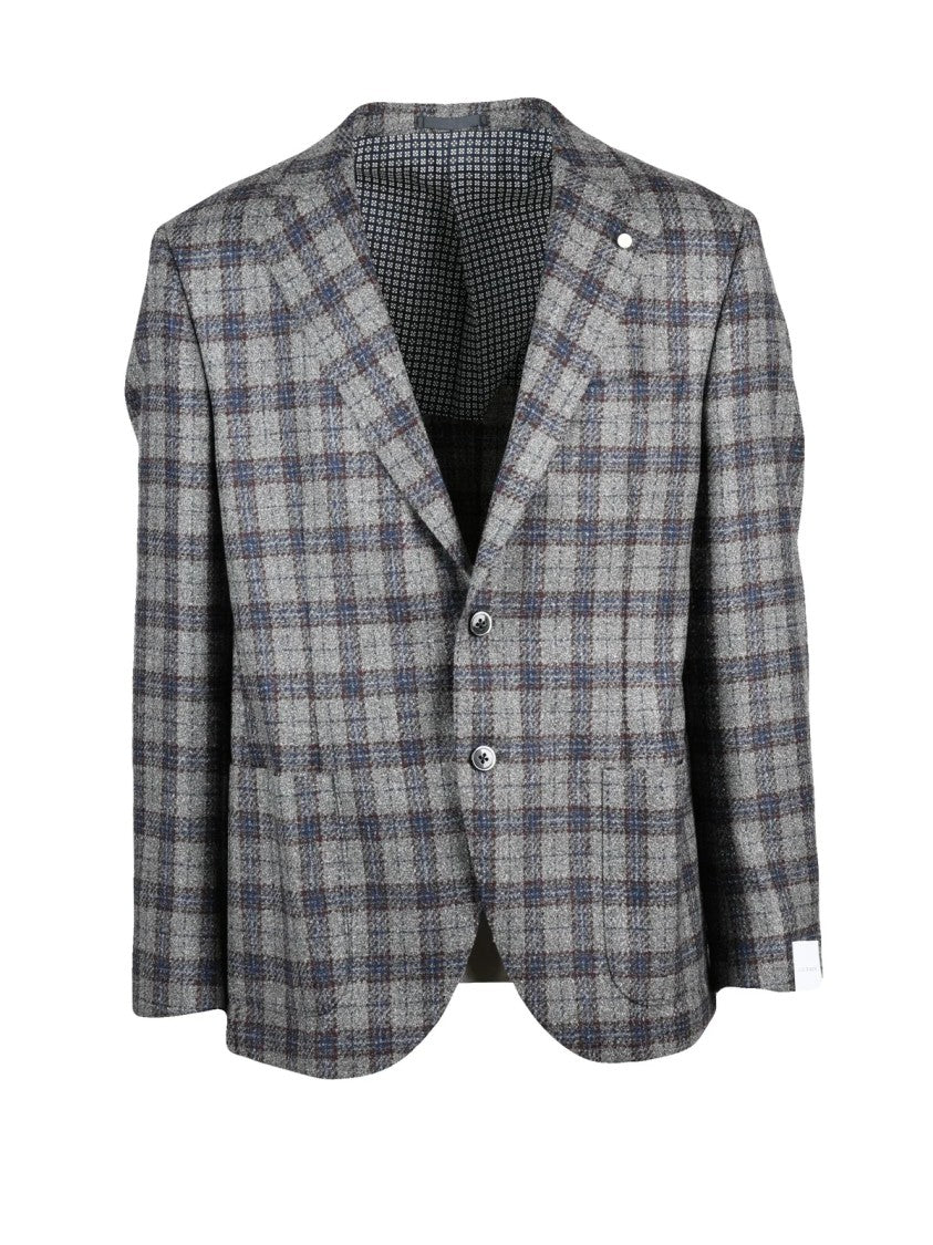 Luigi Bianchi Round Tailored Jacket In Bottle Green With Plaid Design