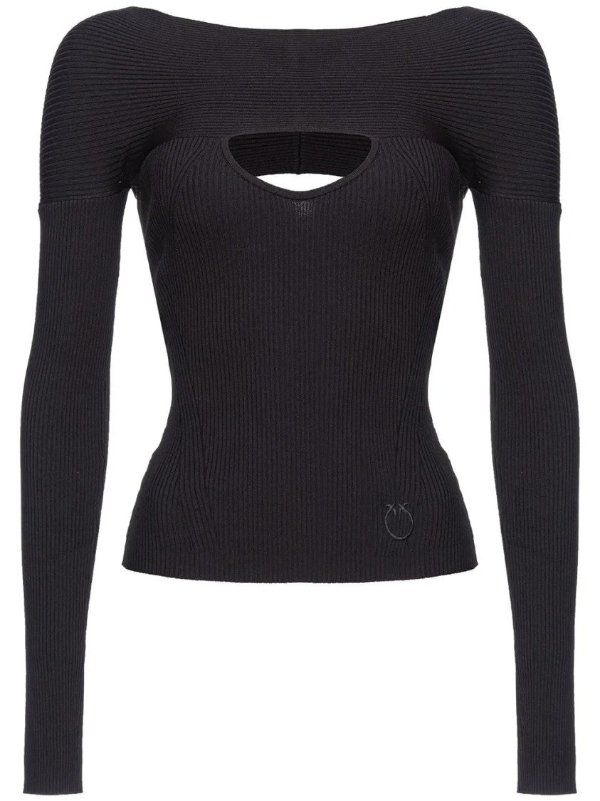Pinko Cut-Out Ribbed-Knit Sweater