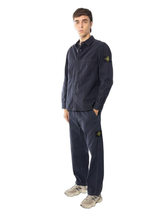Stone Island Black Long-Sleeve Button-Up Shirt With Chest Pockets