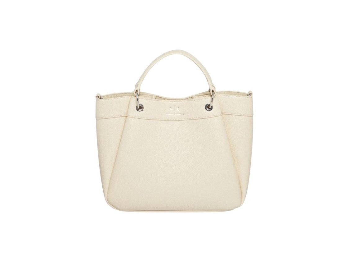 Armani Exchange Textured Beige Shopper Bag With Dual Handles