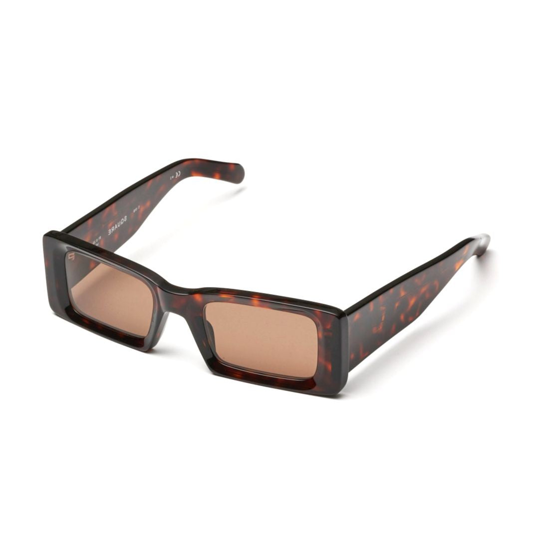 Kador Square Bold Rectangular Tortoiseshell Sunglasses With Tinted Lenses
