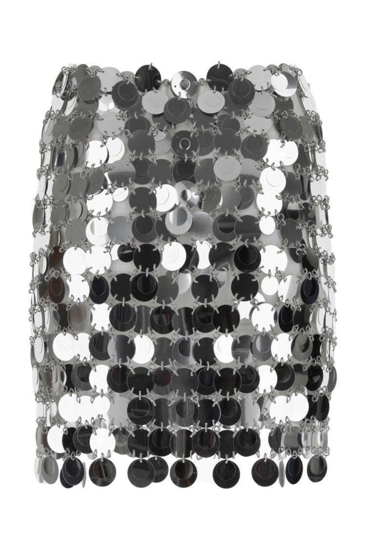 Paco Rabanne Silver Maxi Sequins Mini Skirt