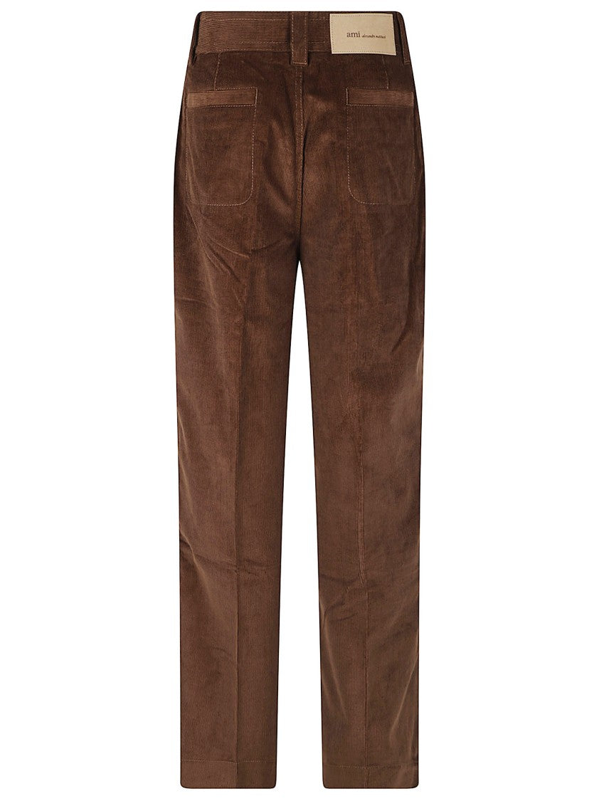 Ami Paris Corduroy Trousers With Straight-Leg Cut And Clean Front