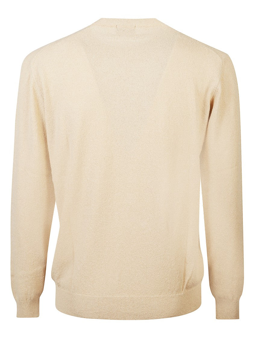 Drumohr Beige Cotton Ribbed Knit Sweater