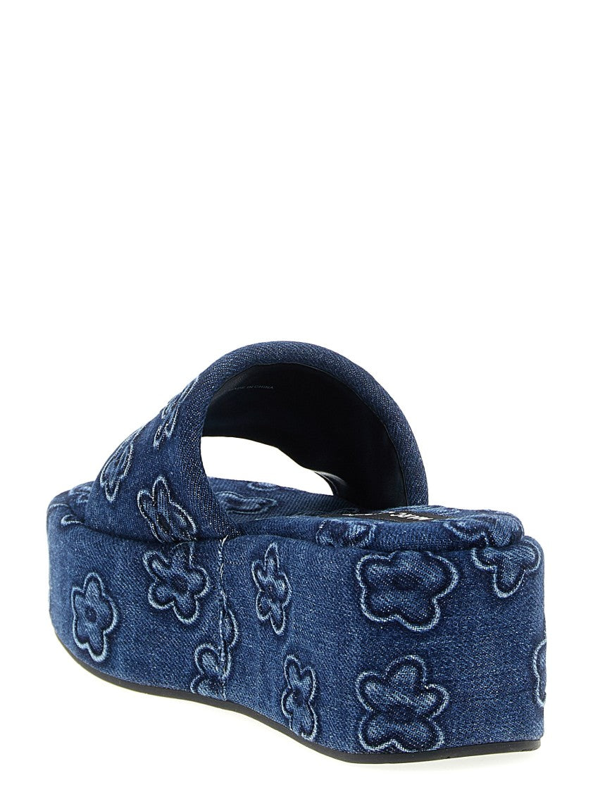 Marc Jacobs The Puffy Daisy Denim Platform Sandal' Slides