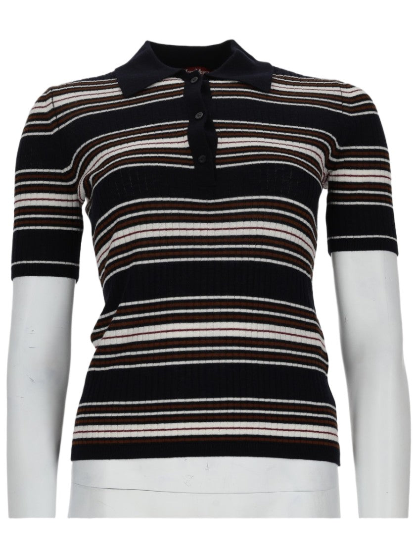 Max Mara Tallero Striped Silk-Wool Knit Polo Shirt