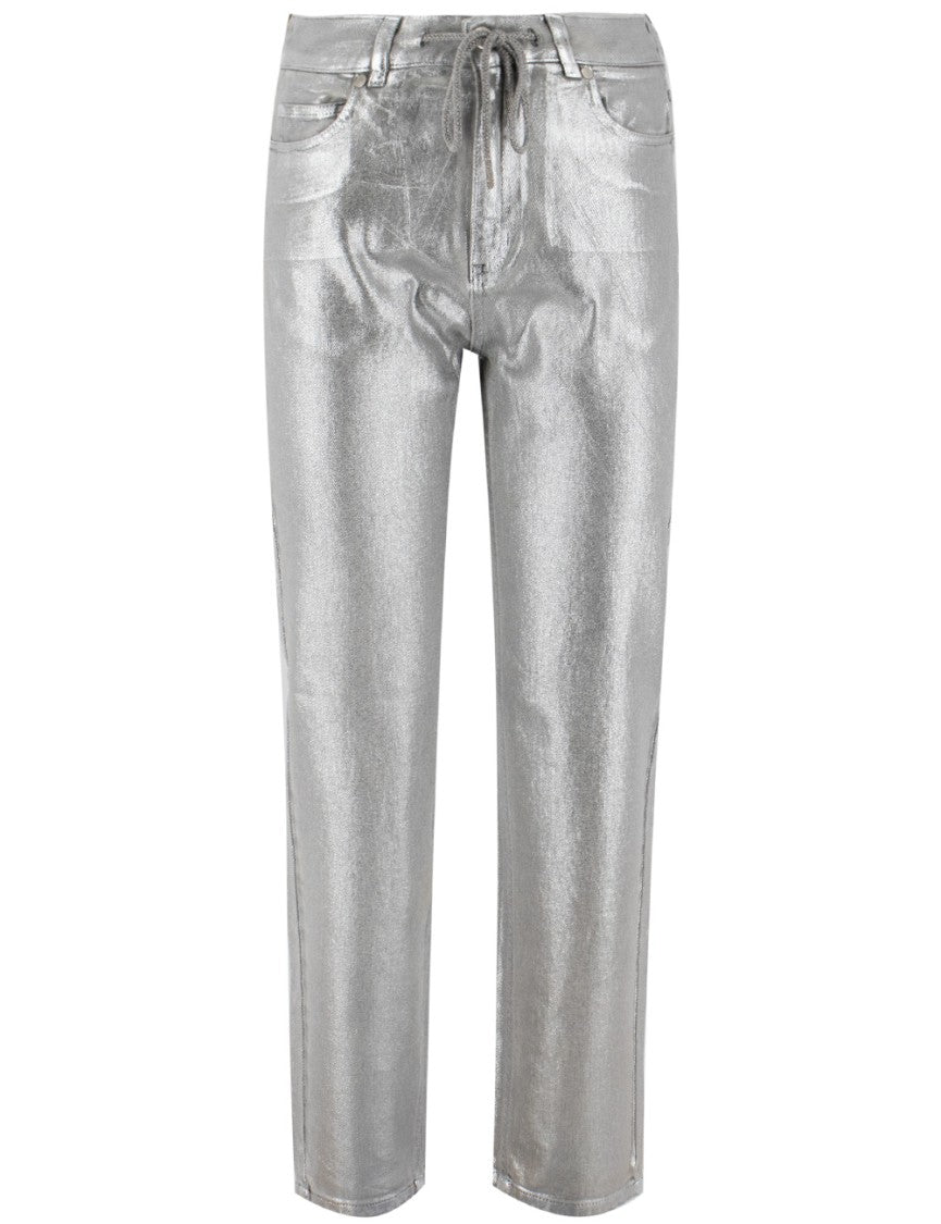 Panicale Laminated Cotton Jeans With Drawstring Waist