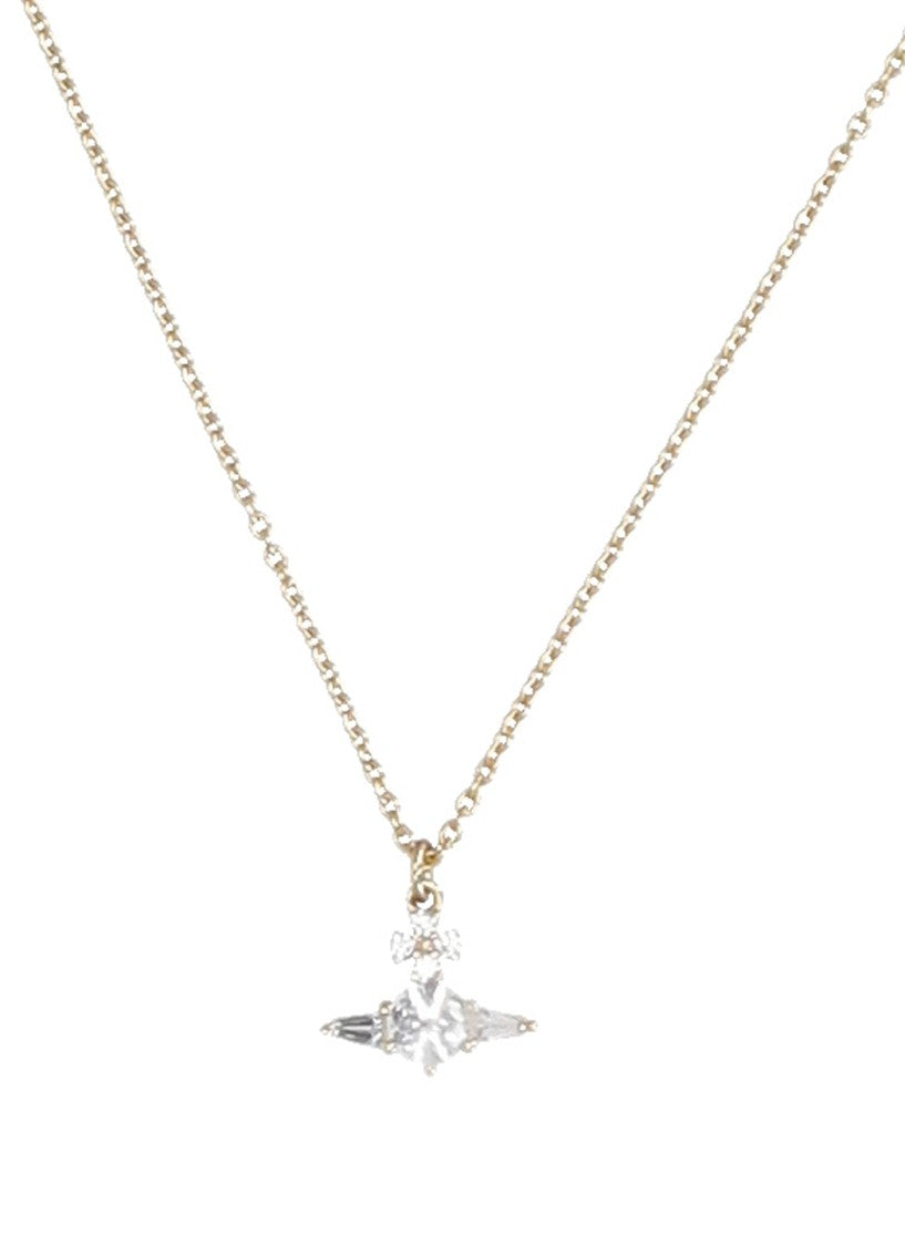 Vivienne Westwood Orb Pendant Gold Necklace With Strass Details