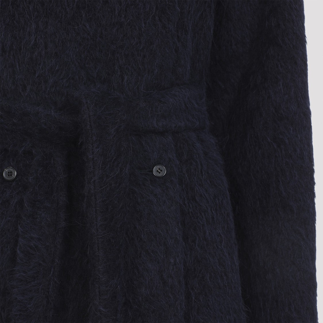 Carven Midnight Blue Alpaca Long Belted Coat