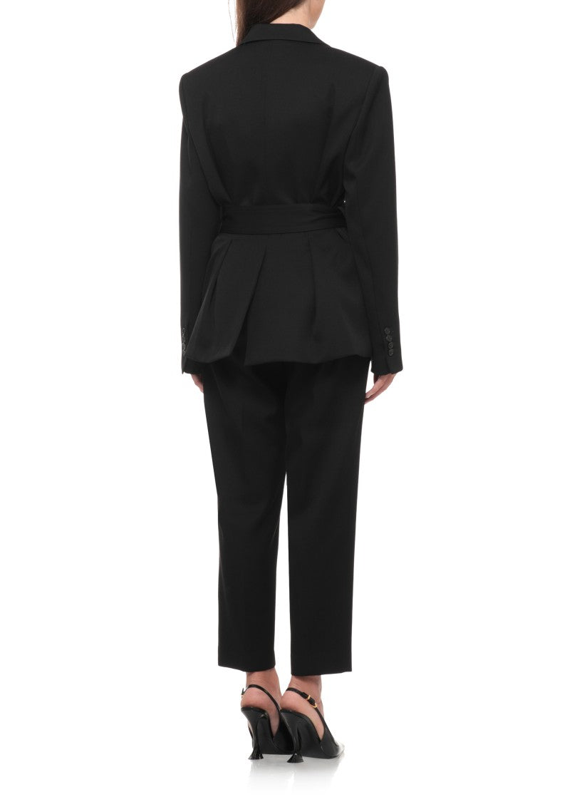 Lanvin Double-Breasted Black Jacket With Peak Lapel And Waist Belt