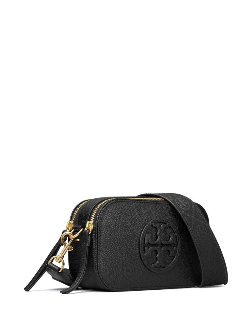 Tory Burch Black Mini Miller Pebbled Leather Crossbody Bag
