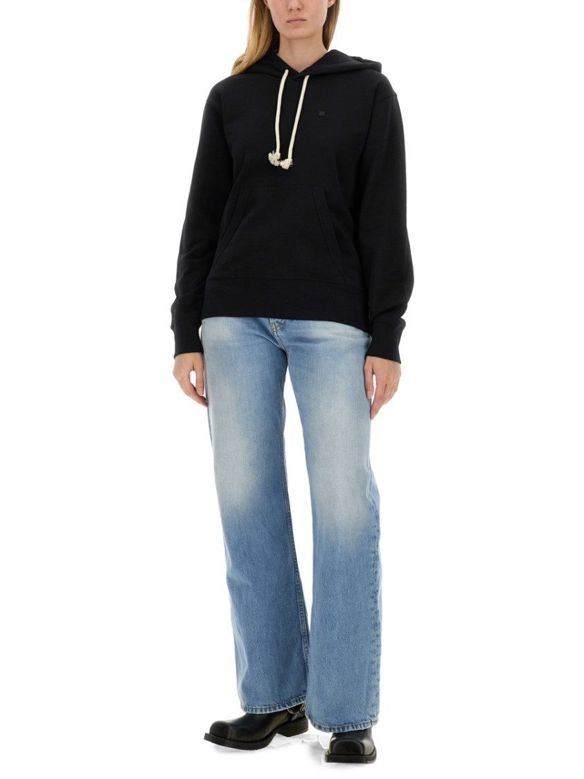 Acne Studios Relaxed Fit Sweatshirt With Hood And Face Patch Detail