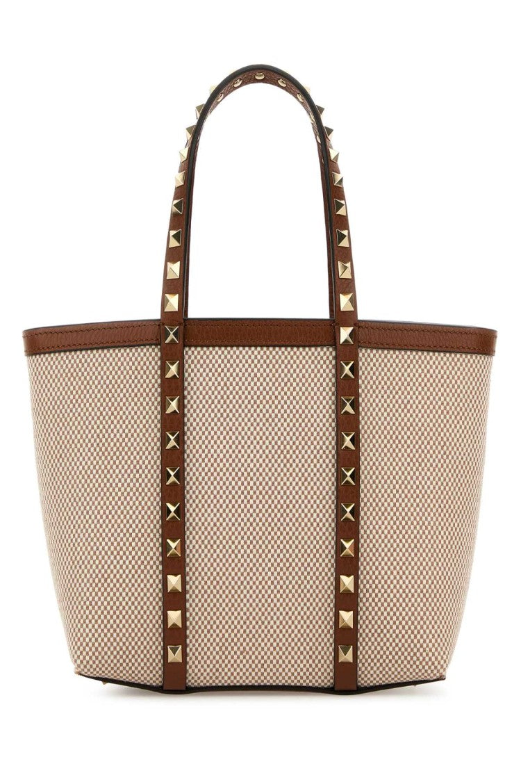 Valentino Garavani Two-Tone Canvas Medium Rockstud Handbag