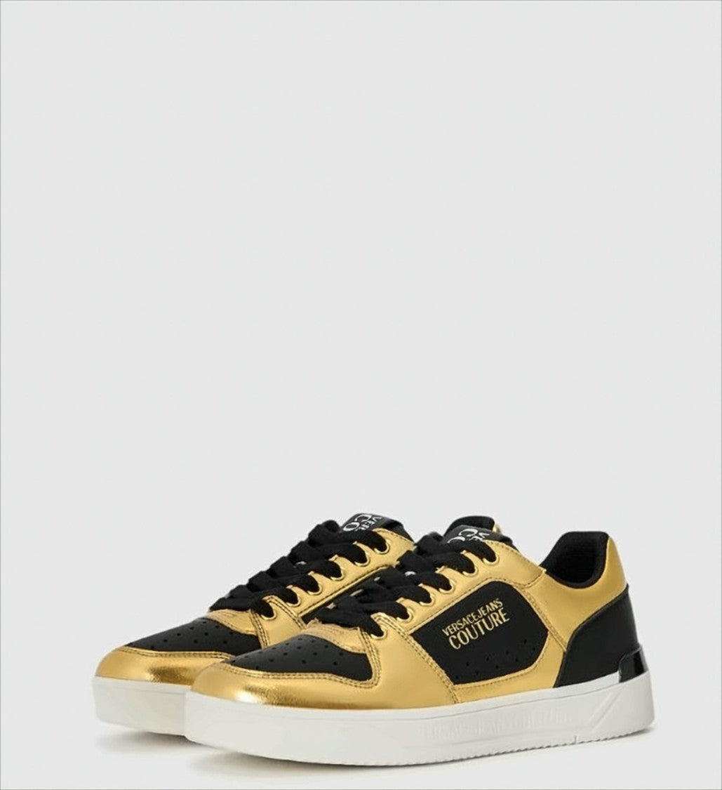 Versace Low-Top Sneakers With Metallic Gold
