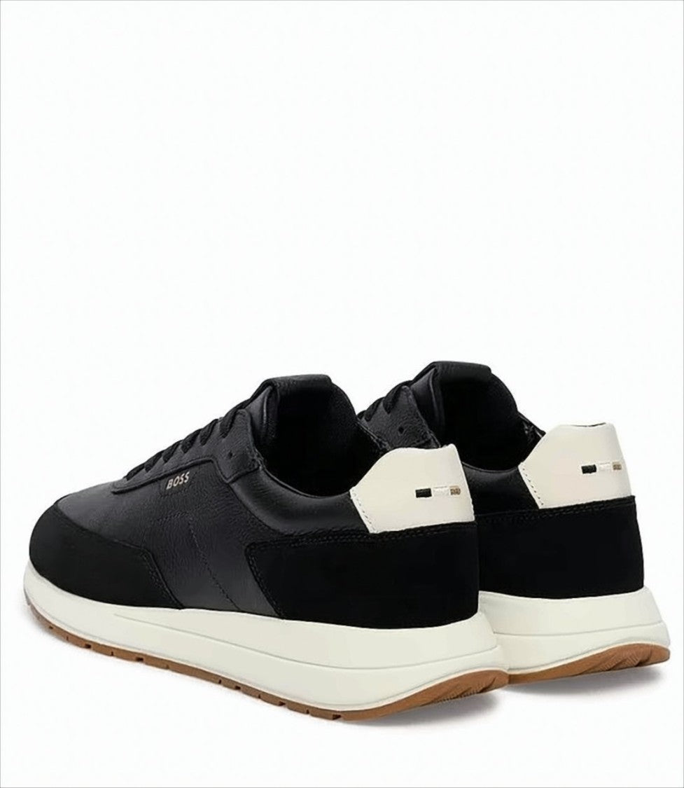 Boss Suede And Textured Leather Lace-Up Sneakers
