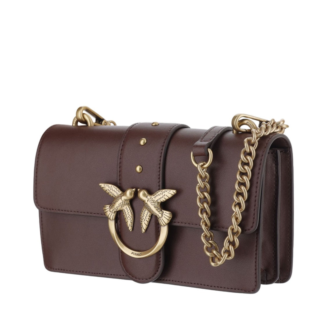 Pinko Love One Mini Bordeaux Leather Shoulder Bag