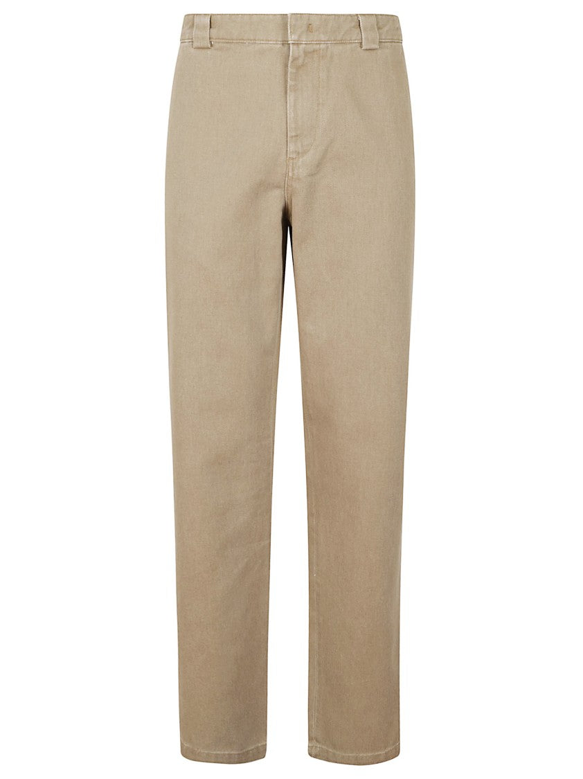 Aspesi Colonial Beige Distressed Cotton Trousers With Functional Pockets