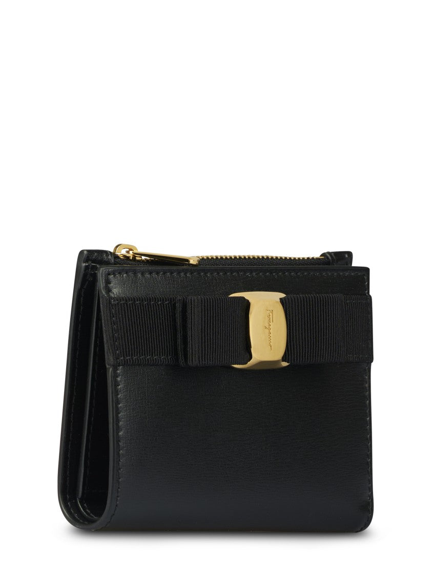 Ferragamo Bow-Detail Smooth Split Calf Leather Wallet