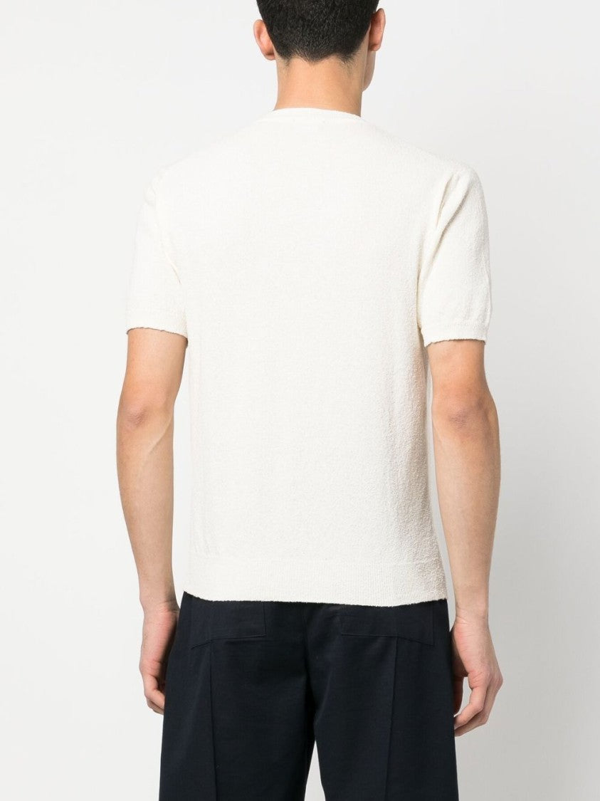 Drumohr Textured Short-Sleeve Top With Classic Crew Neckline