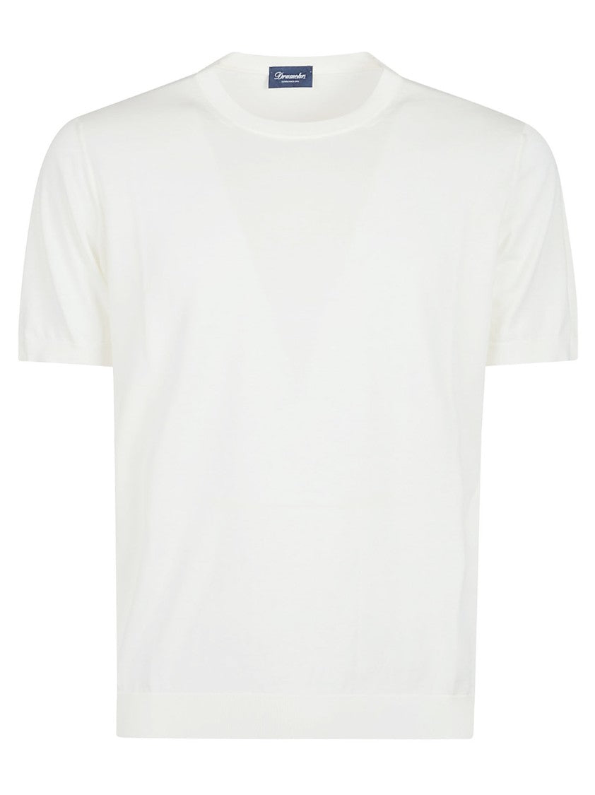 Drumohr White Cotton Crewneck T-Shirt